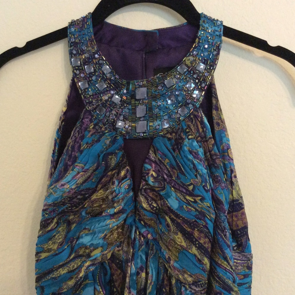 Dillard’s Cachet formal with overlay skirt